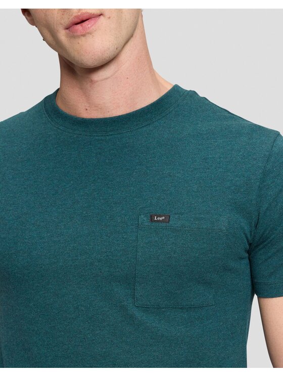 Lee Lee T-Shirt ULTIMATE POCKET TEE Zielony Slim Fit