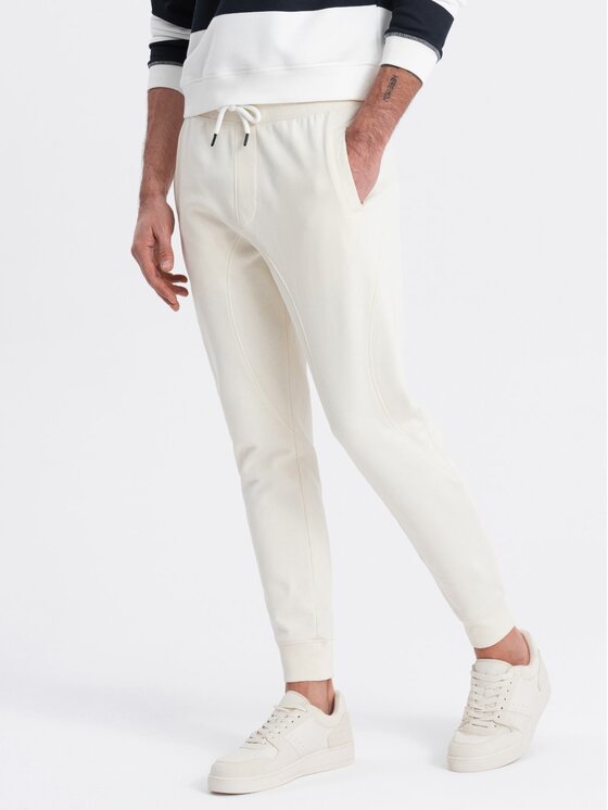 Ombre Ombre Joggers kalhoty OM-PABS-0173 Béžová Regular Fit