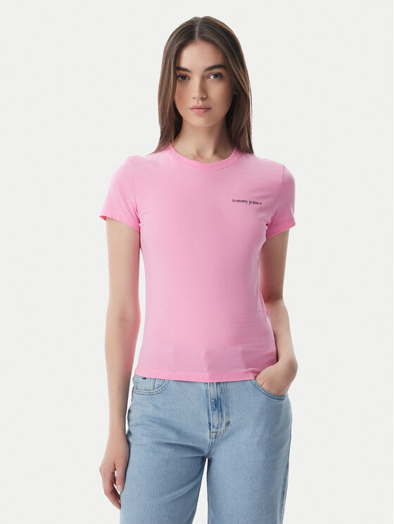 Tommy Jeans Tommy Jeans Tričko Ess Logo DW0DW23479 Svetloružová Slim Fit