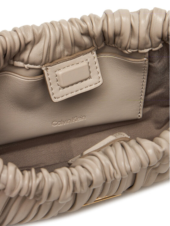 Calvin Klein Calvin Klein Kabelka Plisse Mini Drawstring Bag LV04F3077G Écru
