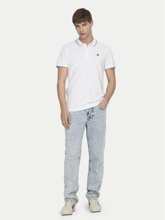 Only & Sons Only & Sons Polo Fletcher 22024827 Biały Regular Fit