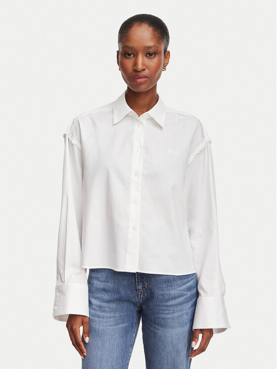 HUGO Srajca Ekla 50562977 Bela Oversize