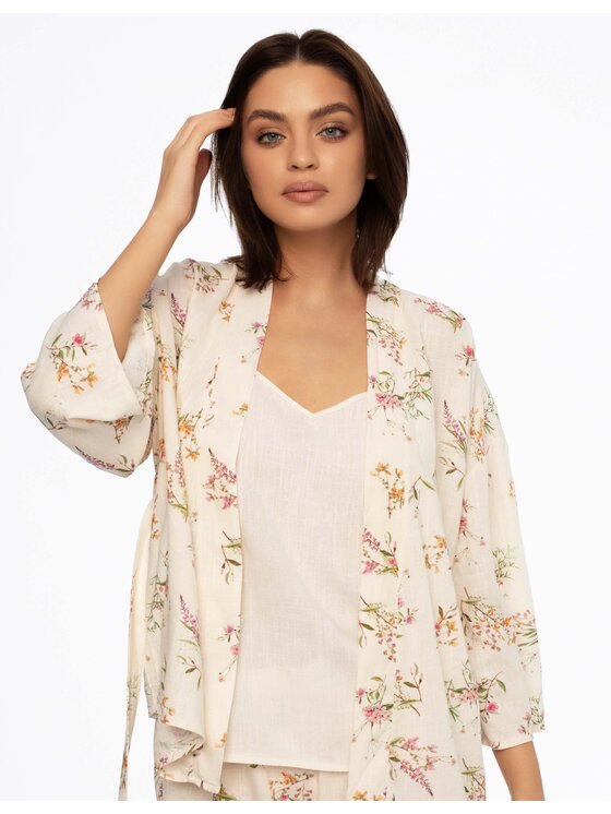 Esotiq Esotiq Szlafrok 41225-01X Beżowy Relaxed Fit