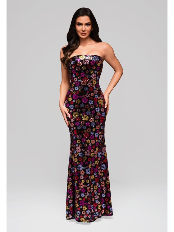 Ombre Ombre Sukienka wieczorowa LA-OM-DLR162 Czarny Regular Fit