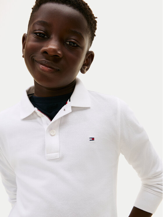 Tommy Hilfiger Tommy Hilfiger Тениска с яка и копчета KB0KB09664 Бял Regular Fit
