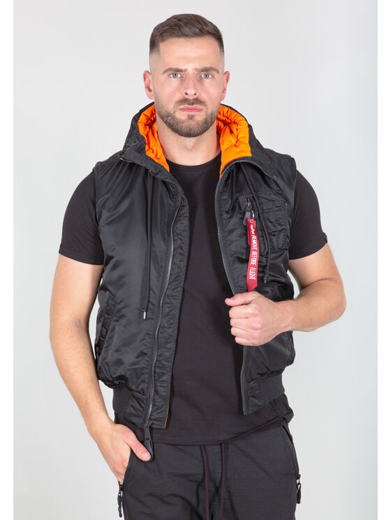 Alpha Industries Alpha Industries Kamizelka Hooded MA-1 Vest Czarny Slim Fit
