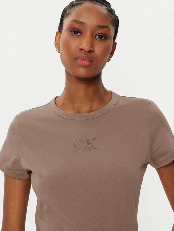 Calvin Klein Calvin Klein T-shirt Satin K20K207974 Smeđa Regular Fit