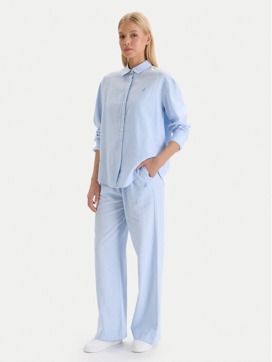 Nautica Nautica Штани з тканини W126-NALTR-1020-23X Блакитний Wide Leg