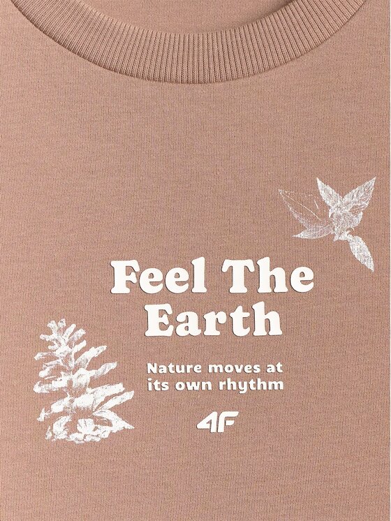 4F 4F T-Shirt 4FRSS26TTSHF3704-83S Καφέ Regular Fit