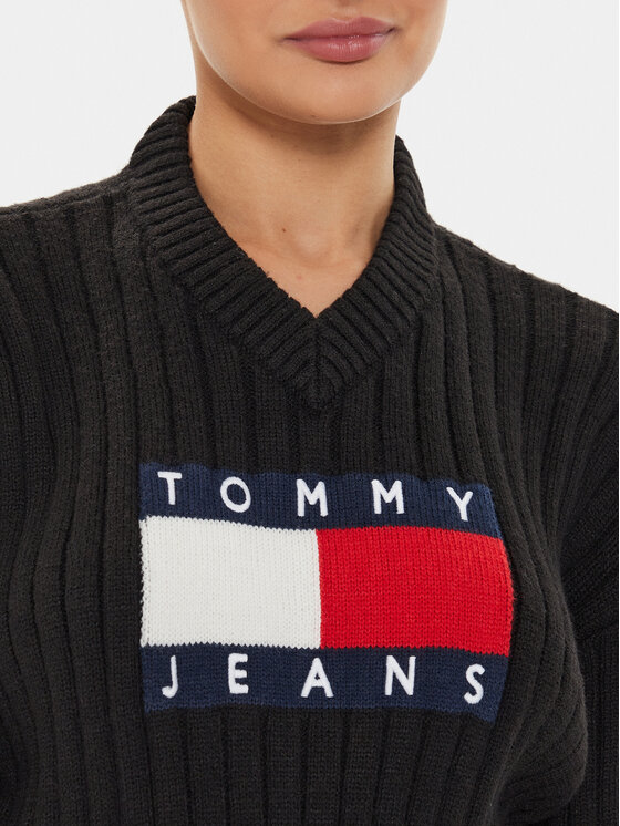 Tommy Jeans Tommy Jeans Sweter Center Flag DW0DW18528 Czarny Relaxed Fit