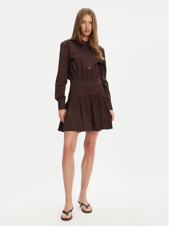 STAUD STAUD Rochie tip cămașă Rocco R25S2112PO Maro Regular Fit