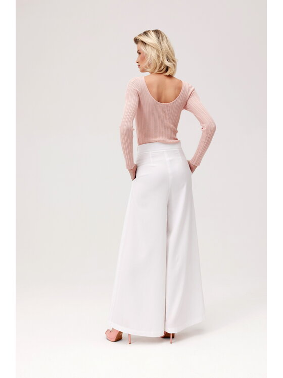 TOTU TOTU Spodnie damskie Palazzo Tall Biały Wide Leg