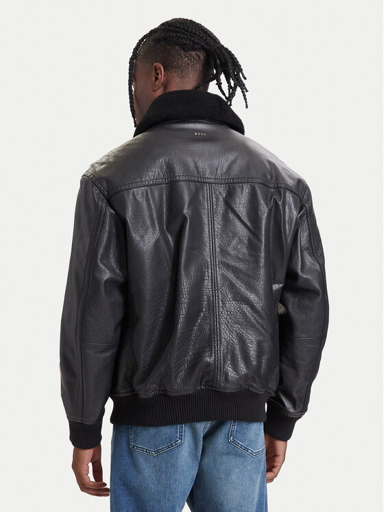 BOSS BOSS Kurtka skórzana Jopeak 50566594 Czarny Regular Fit
