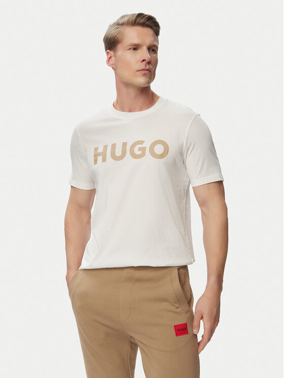HUGO Tricou Dulivio 50467556 Alb Regular Fit