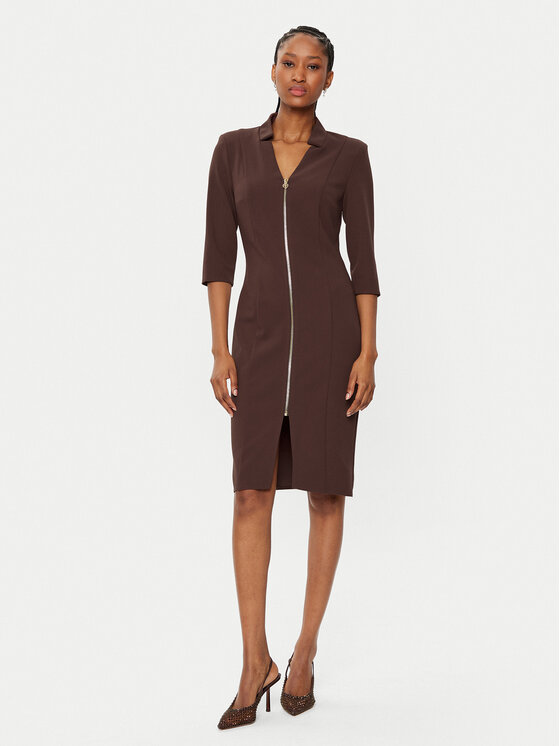 Rinascimento Rinascimento Cocktail obleka CFC0121893003 Rjava Slim Fit