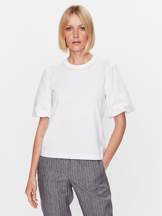 Peserico Peserico T-shirt S06654J0 Bijela Regular Fit