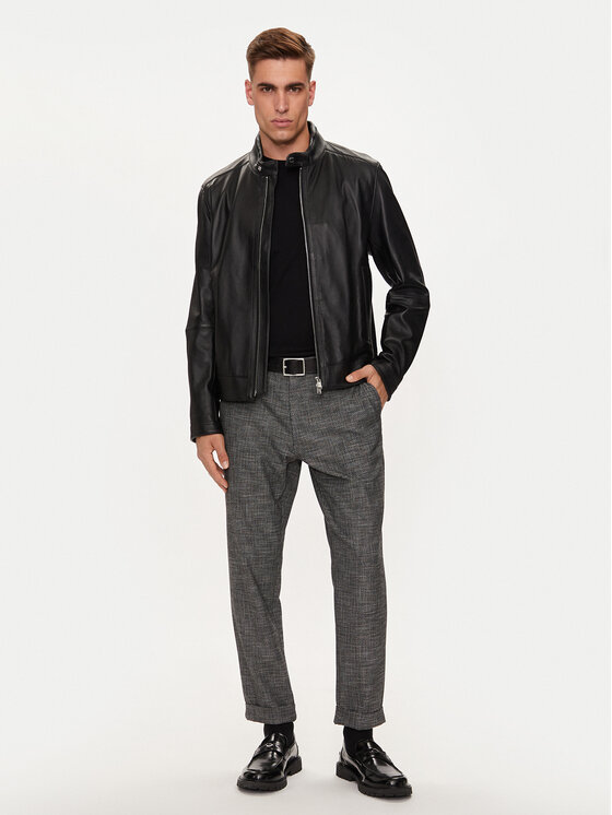 BOSS Boss Kurtka skórzana H-Mansell2 50518906 Czarny Regular Fit