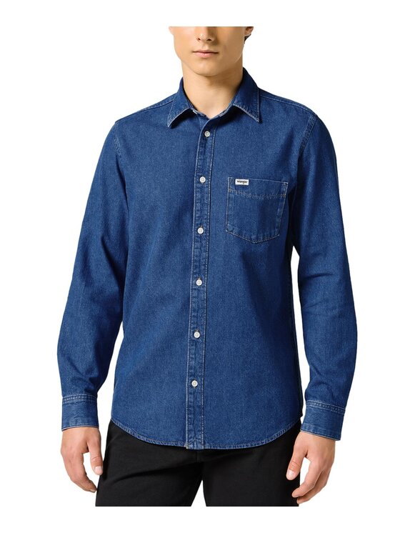 Wrangler Wrangler camicia di jeans 112357190 Blu scuro Regular Fit