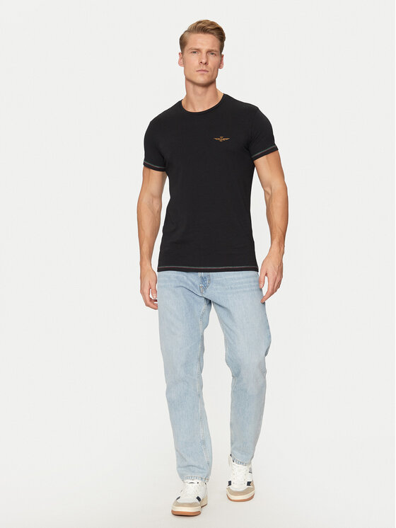Aeronautica Militare Aeronautica Militare Футболка AM1UTI003 Чорний Regular Fit