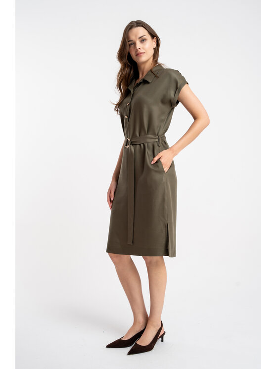 CLICK CLICK Letní šaty 60-6020 Khaki Regular Fit