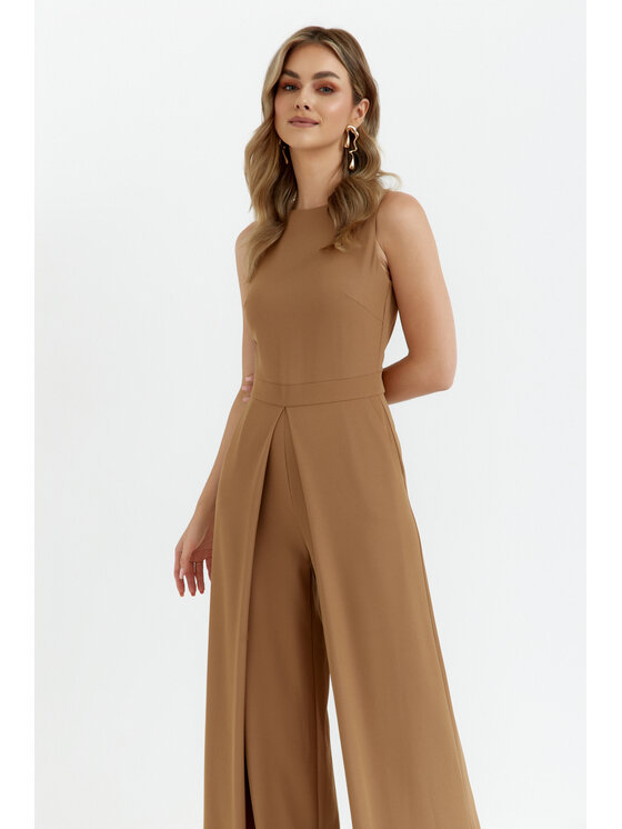 Makover Makover Kombinezon K184 Beżowy Modern Slim Fit