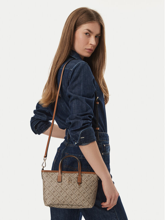 Tommy Hilfiger Tommy Hilfiger Handtasche Th Monoplay Mini Tote Le AW0AW18848 Braun