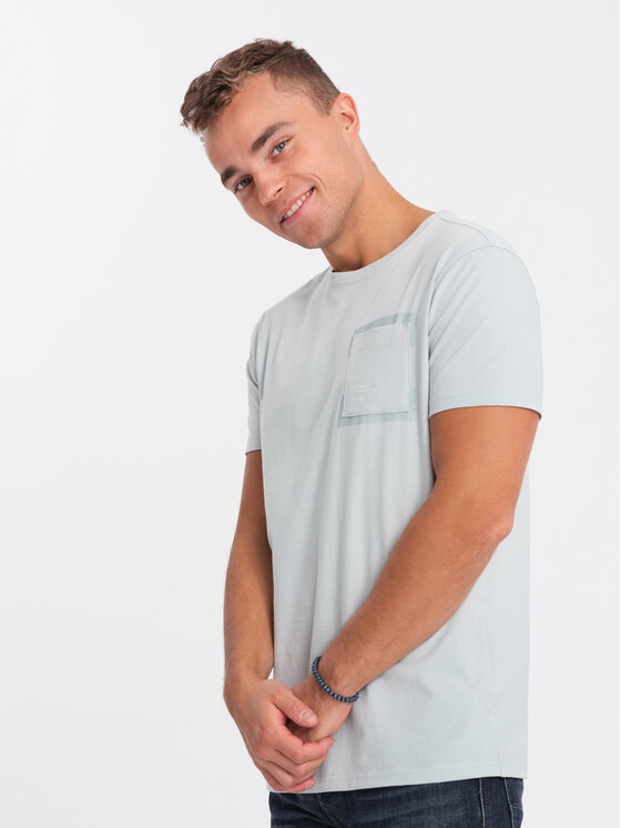 Ombre Ombre T-Shirt OM-TSPT-0154 Šedá Regular Fit