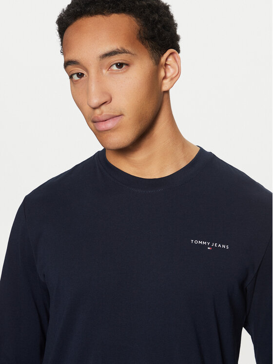 Tommy Jeans Tommy Jeans Hosszú ujjú Linear DM0DM21138 Sötétkék Slim Fit