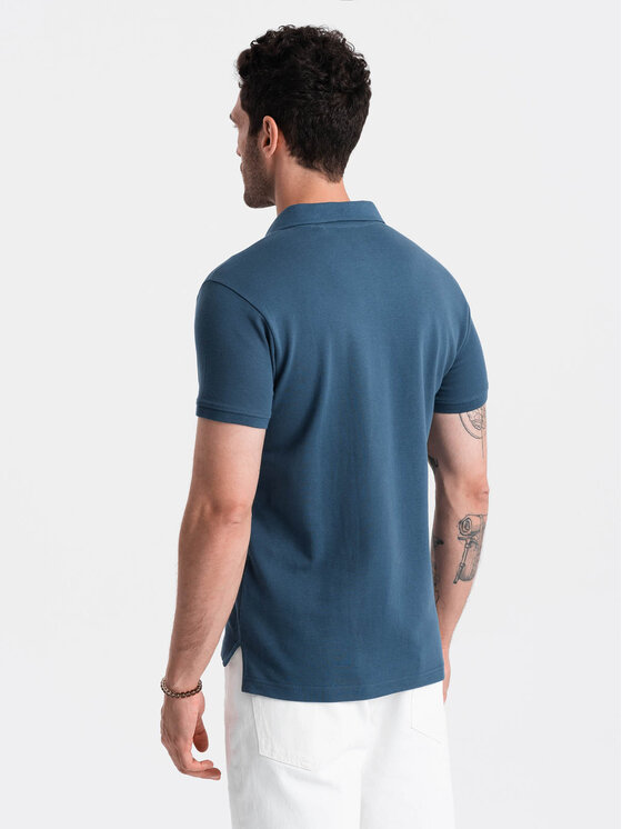 Ombre Ombre Polo OM-POBS-0100 Niebieski Regular Fit