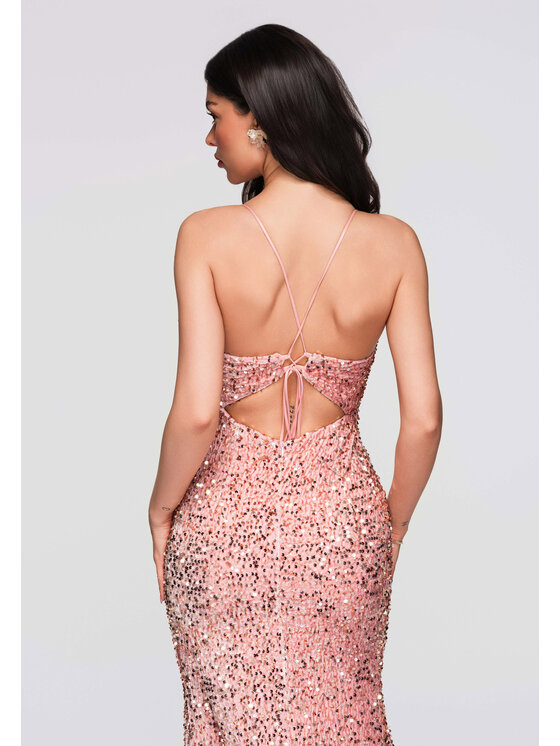 Ombre Ombre Sukienka wieczorowa LA-OM-DLR282 Różowy Regular Fit