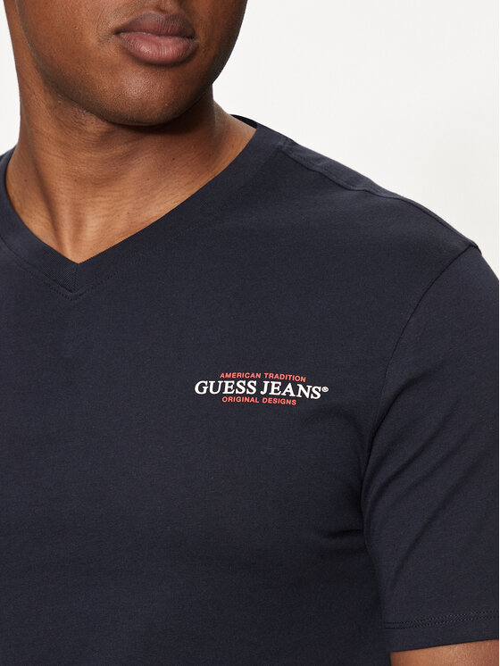 Guess Jeans Guess Jeans T-krekls M4YI50 K8HM0 Tumši zils Slim Fit