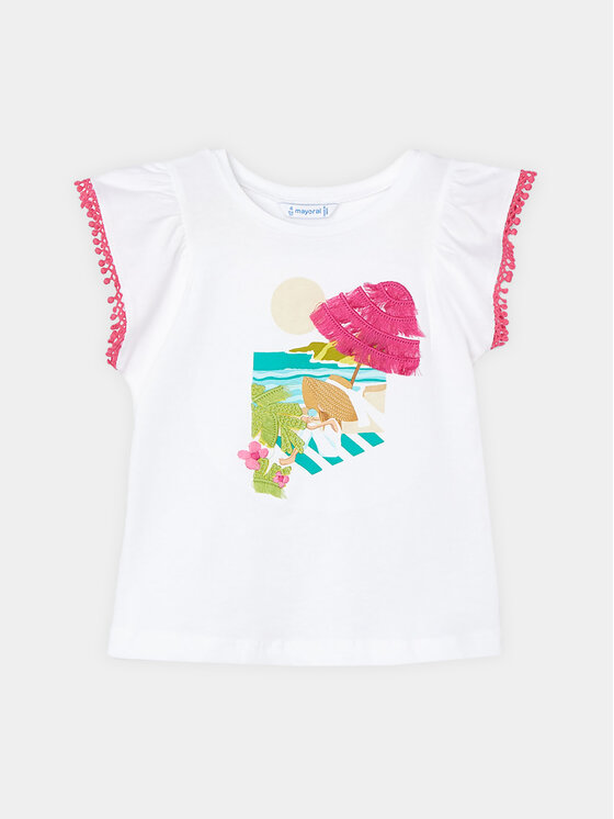 Mayoral Top 3096 Bianco Regular Fit, taglia : 4Y