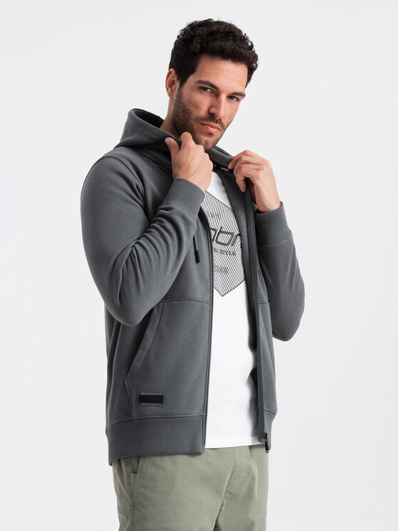 Ombre Ombre Mikina OM-SSBZ-0160 Šedá Regular Fit