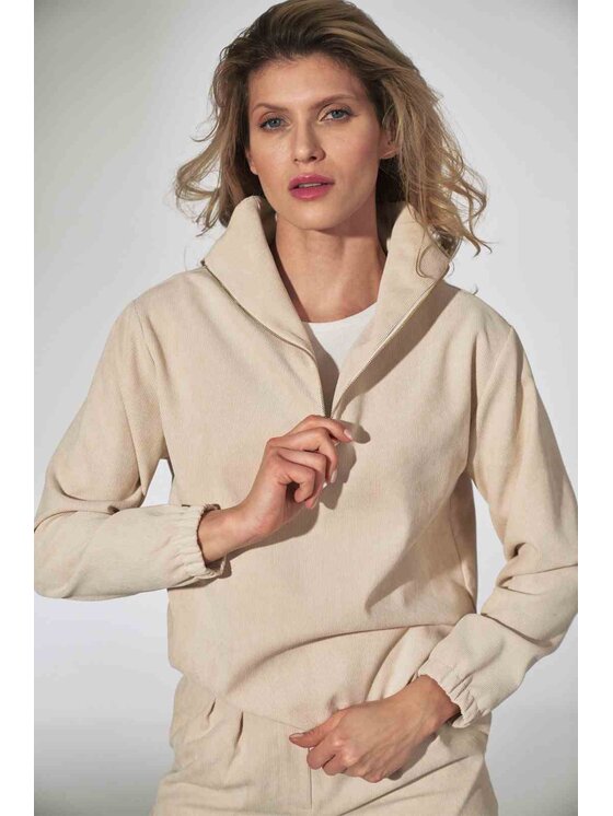 FIGL FIGL Bluza M741 Beżowy Loose Fit