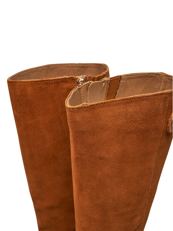 Tommy Hilfiger Tommy Hilfiger Čizme ispod koljena Th Stud Leather Mix Long Boot FW0FW08341 Smeđa
