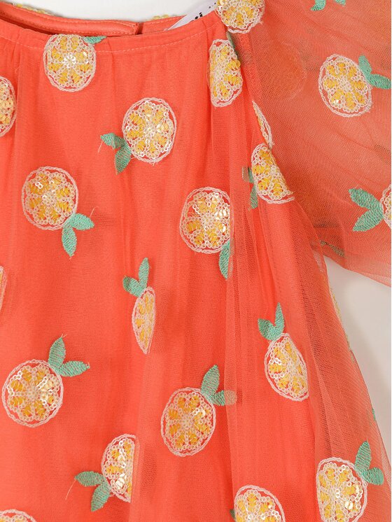 minoti minoti Sukienka elegancka 30DRESS117 Pomarańczowy Regular Fit