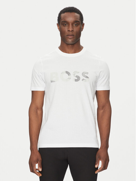 BOSS BOSS Tricou Glamping 50537834 Alb Regular Fit