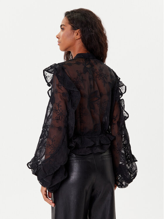 BARDOT BARDOT Блузка Frill Embroidered 59896TB2 Чорний Regular Fit