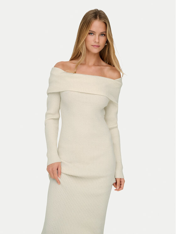 ONLY ONLY Strickkleid Katia 15342132 Écru Regular Fit