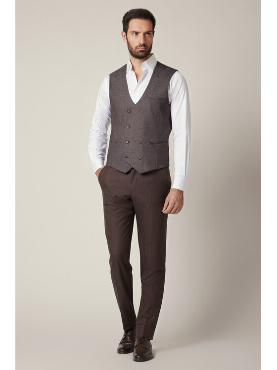 Lancerto Lancerto Kamizelka Bienno KA131225000001 Brązowy Slim Fit
