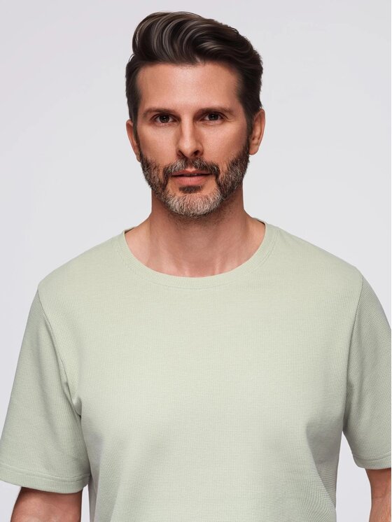 Ombre Ombre T-Shirt OM-TSCT-0197 Zielony Regular Fit