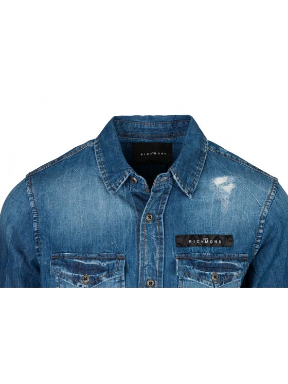 John Richmond John Richmond džínová košile HMP21123CA Modrá Regular Fit