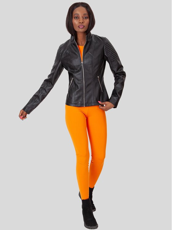 Perso Perso Kurtka z imitacji skóry BLE216600F Czarny Slim Fit