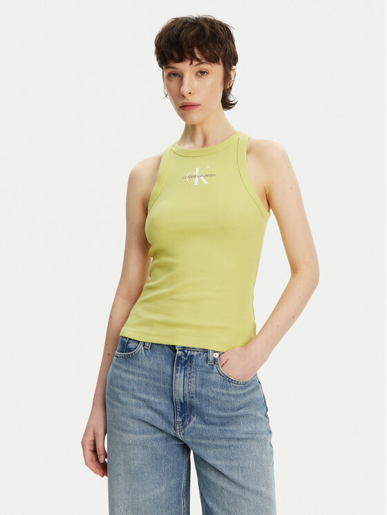 Calvin Klein Jeans Calvin Klein Jeans Marškinėliai Monologo J20J225301 Geltona Slim Fit