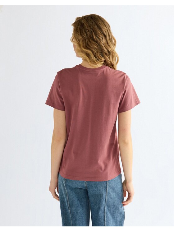 Wrangler Wrangler T-Shirt SIGN OFF TEE Różowy Slim Fit