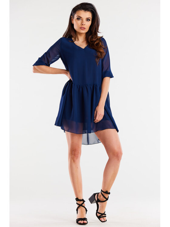 Awama Awama Sukienka letnia A514 Granatowy Basic Fit