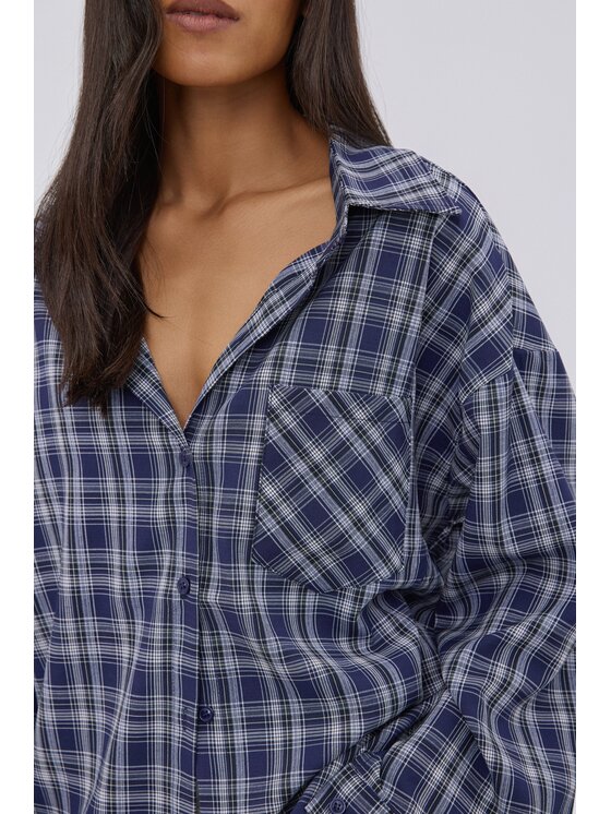 Estro Estro Πουκάμισο ER00119772 Σκούρο μπλε Oversize