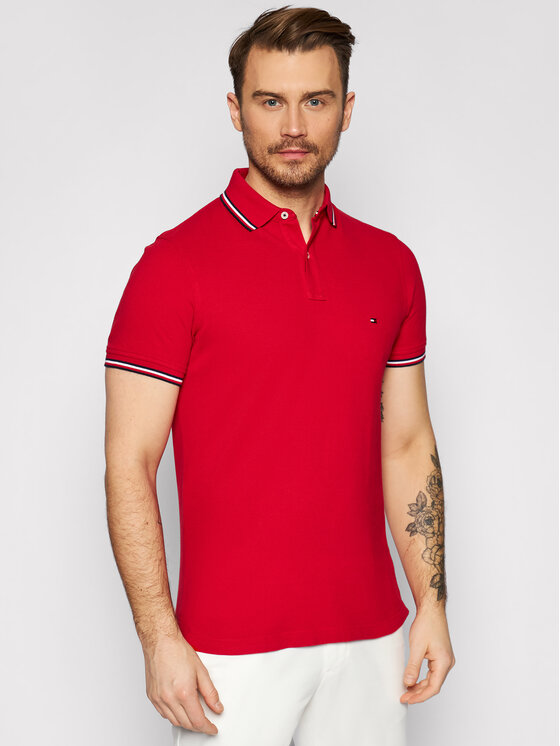 Tommy Hilfiger Polo Tipped MW0MW16054 Rosso Slim Fit • Modivo.it