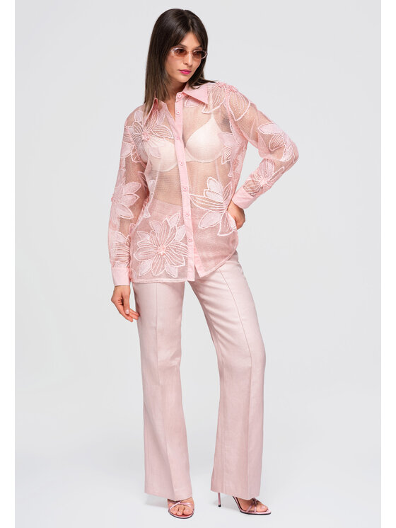Ombre Ombre Koszula OW-SH-E0048 Różowy Loose Fit