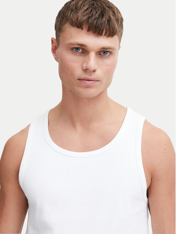 Solid Solid Tank top 21108248 Biały Regular Fit